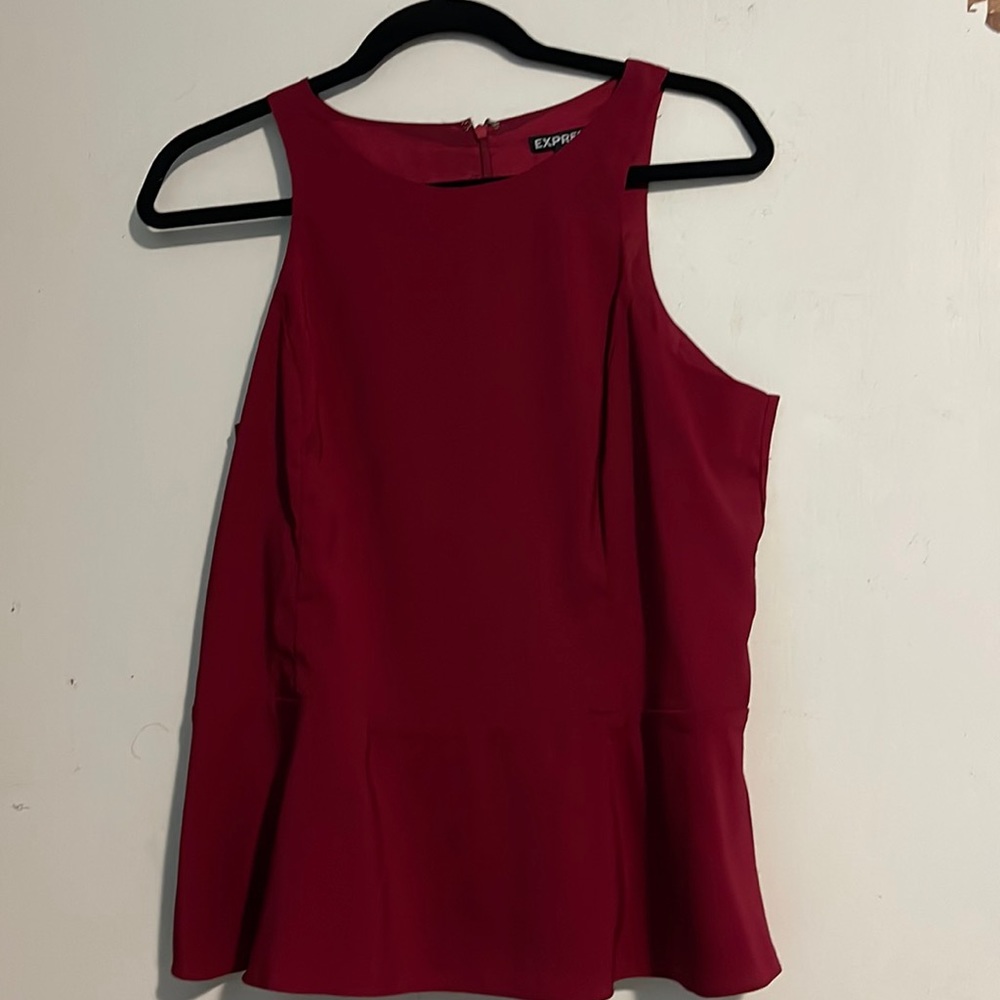 Express red peplum sleeveless blouse